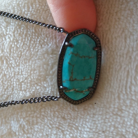 RARE KENDRA SCOTT • Gunmetal Dylan Turquoise Necklace - Picture 8 of 14